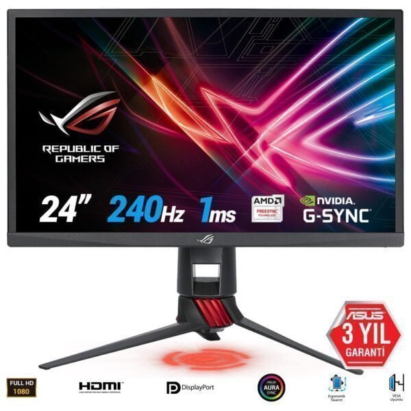 ASUS ROG STRIX 23.8″ XG248Q 240Hz 1ms HDMI DP Freesync ve G-sync Uyumlu Gaming Monitör