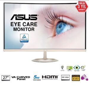 ASUS 27″ VZ27VQ 75Hz 5ms VGA HDMI DP FHD Curved Monitör