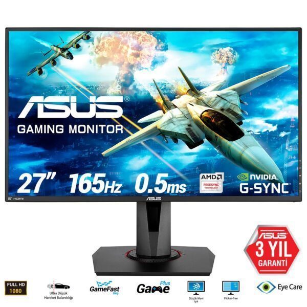 ASUS VG278QR 27″ 165Hz 0.5ms DVI-D HDMI DP Freesync ve G-sync Uyumlu Gaming Monitör