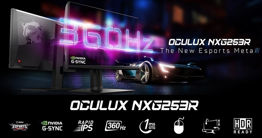MSI 24.5" OCULUX NXG253R 360Hz 1ms 2xHDMI DP 4xUSB HDR IPS FHD G-Sync Gaming Monitör
