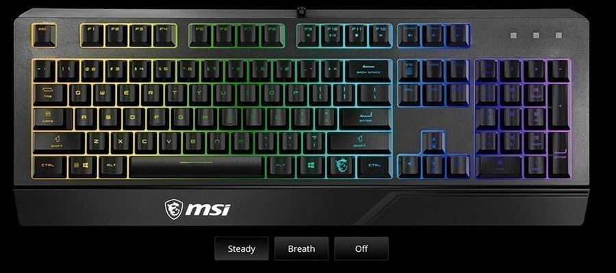 MSI Vigor GK20 US Kablolu Oyuncu Klavye – RAINBOW IŞIKLANDIRMA EFEKTLERİ