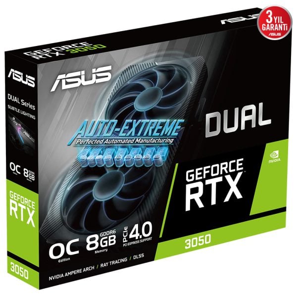 Asus Dual Geforce Rtx 3050 Oc 8gb Gddr6 128bit Ekran Karti Y9