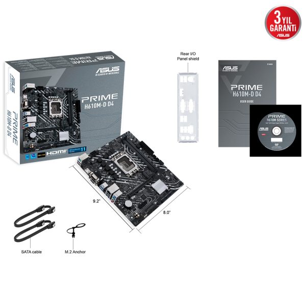 Asus Prime H610m D D4 3200mhz Ddr4 Soket 1700 M 2 Hdmi D Sub Matx Anakart Y7