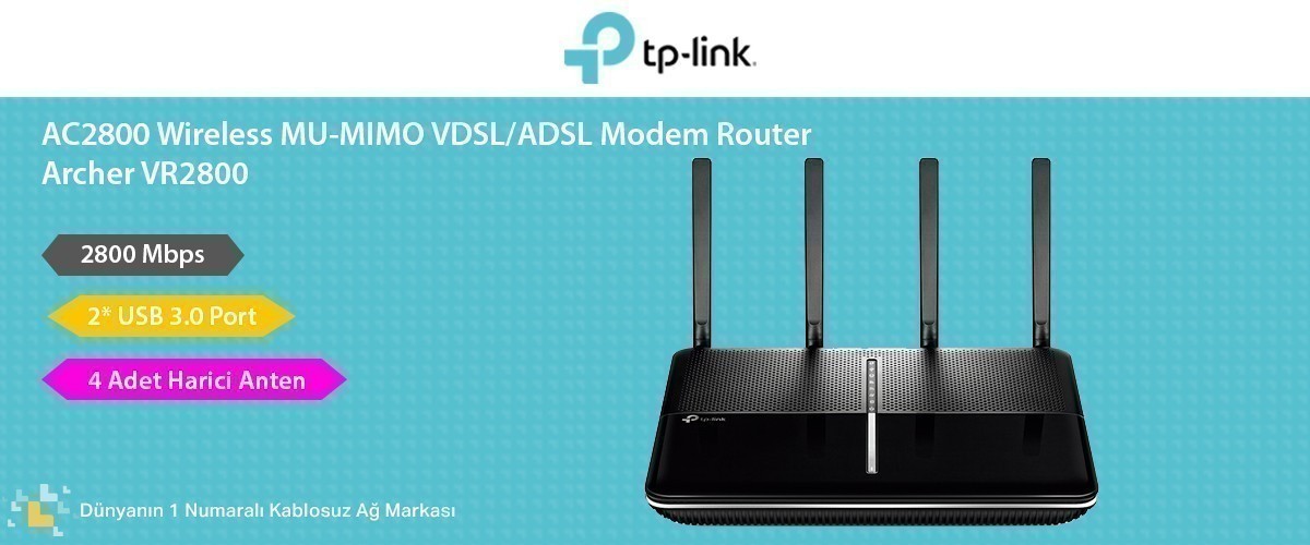 TP-LINK ARCHER VR2800 Kablosuz Dual Band Gıgabıt VDSL/ADSL Modem Router