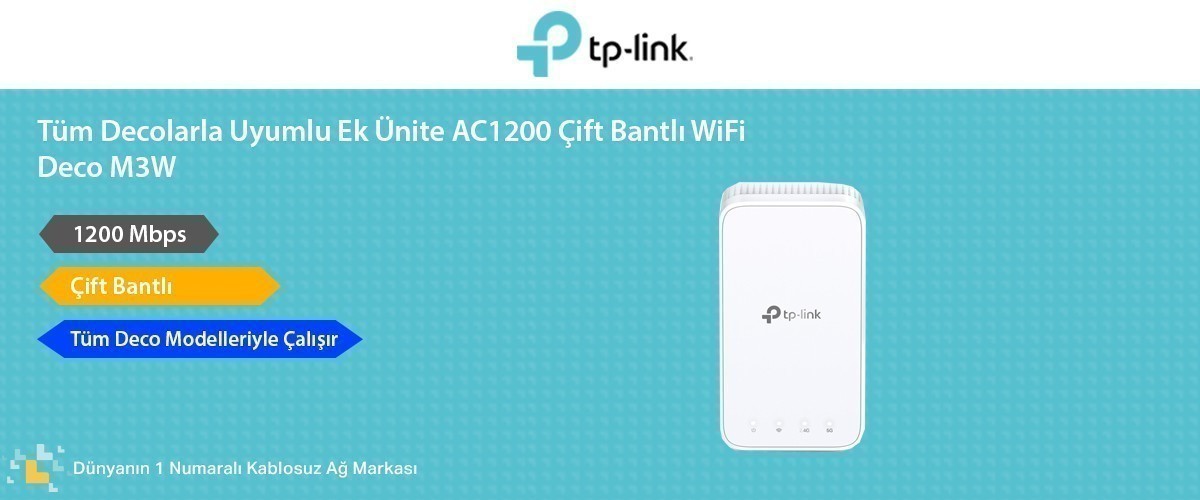 TP-LINK DECO M3W Tüm Decolarla Uyumlu Ek Ünite AC1200 Çift Bantlı WiFi Mesh
