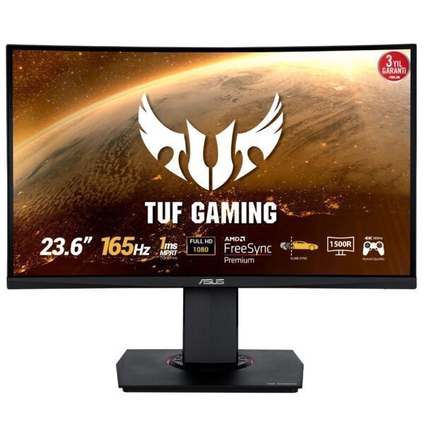Asus Tuf Gaming 23 6 Vg24vqr 165hz 1ms Va 1500r Freesync Premium Fhd Curved Gaming Monitor