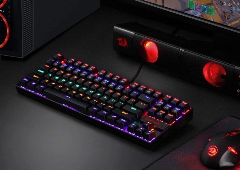 Redragon K552 Kumara K552-KR Red Switch Rainbow TKL TR Q Mekanik Siyah Kablolu Gaming Klavye