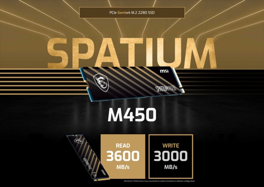 MSI SSD SPATIUM M450 PCIE 4.0 NVME M.2 500GB SSD