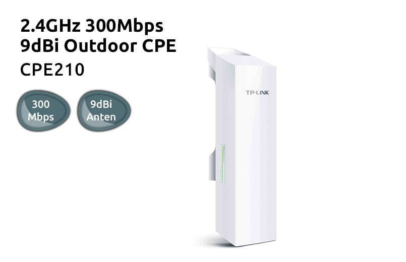 TP-LINK CPE210 300 Mbps N Kablosuz 2.4GHz 9dBi 2x2 çift polarizasyonlu yönlü MIMO anteni Pasif PoE Desteği MAXtream Dış Mekan Access Point