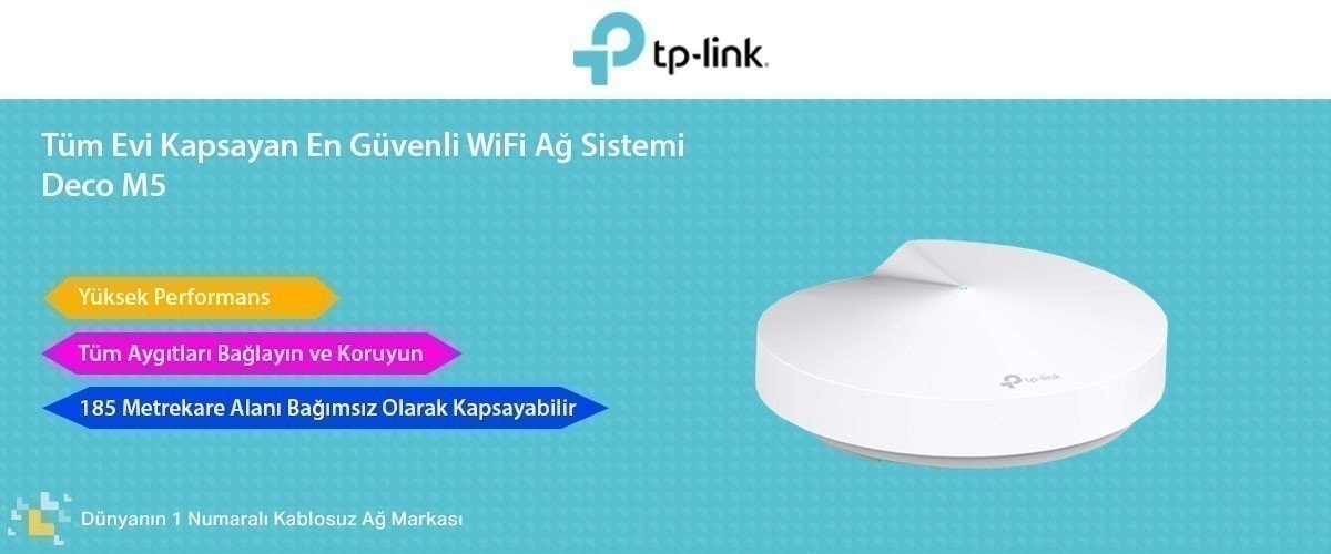 TP-Link Deco M5 AC 1300 Mbps Mesh Tüm Ev 3'lü Wi-Fi Sistemi