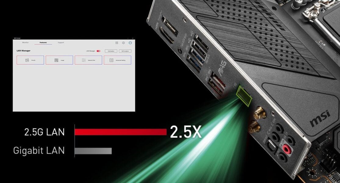 MSI MAG Z690 TOMAHAWK WIFI MAXIMIUM DATA TRANSFER WITH 2.5G LAN