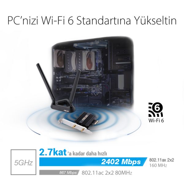 Asus Pce Ax58bt 574mbps 2402mbps Dual Bant Wi Fi 6 Bluetooth 5 0 Pci E Kart 4
