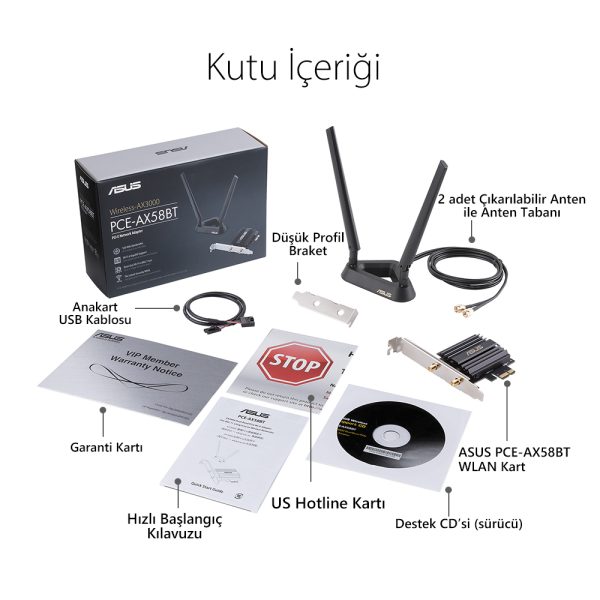 Asus Pce Ax58bt 574mbps 2402mbps Dual Bant Wi Fi 6 Bluetooth 5 0 Pci E Kart 9