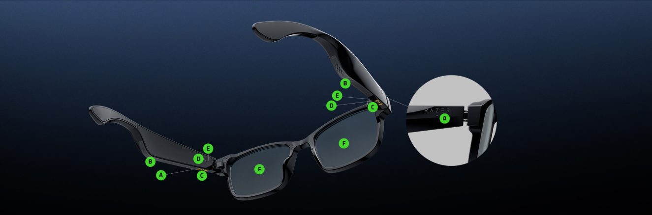 Razer anzu dikdörtgen mavi işık özellikli akıllı gözlük large (rz82-03630200-r3m1)