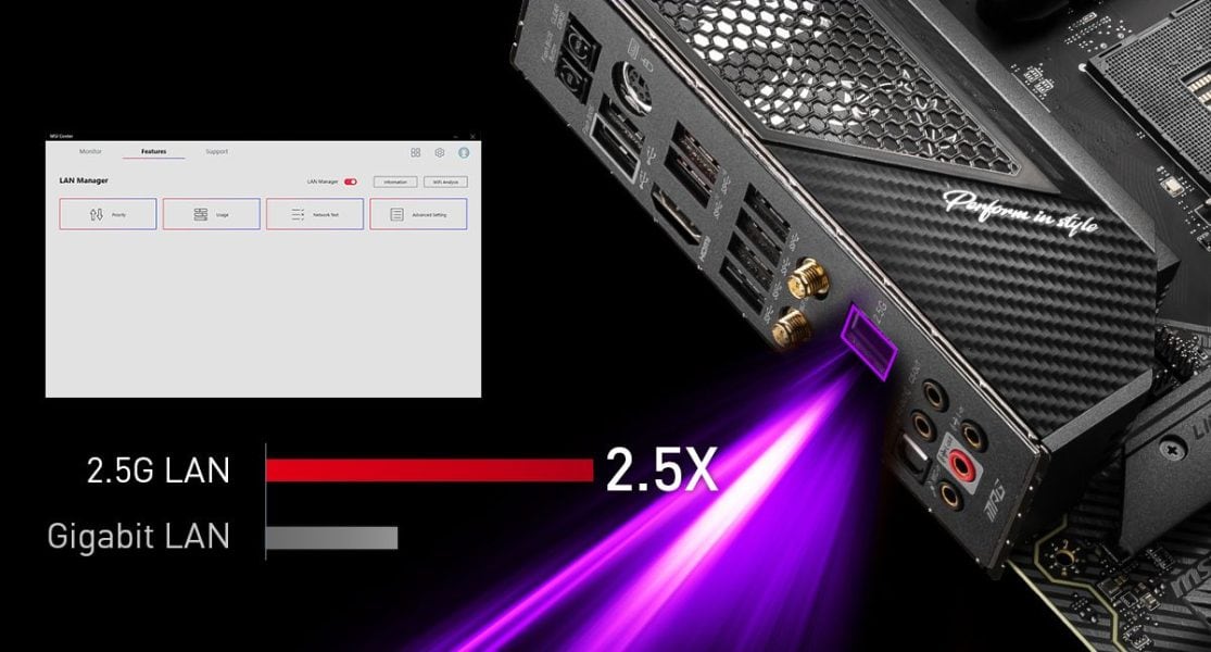 MSI MPG X570S CARBON MAX WIFI MAXIMIUM DATA TRANSFER WITH 2.5G LAN