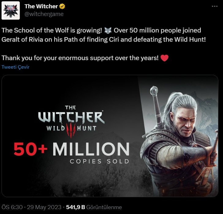 The Witcher 3nun Satislari Resmi Olarak 50 Milyonu Asti 20230531 3