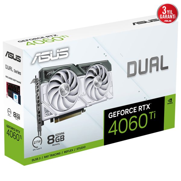 Asus Dual Geforce Rtx 4060 Ti 8gb Gddr6 128 Bit Dlss 3 Beyaz Ekran Karti 12