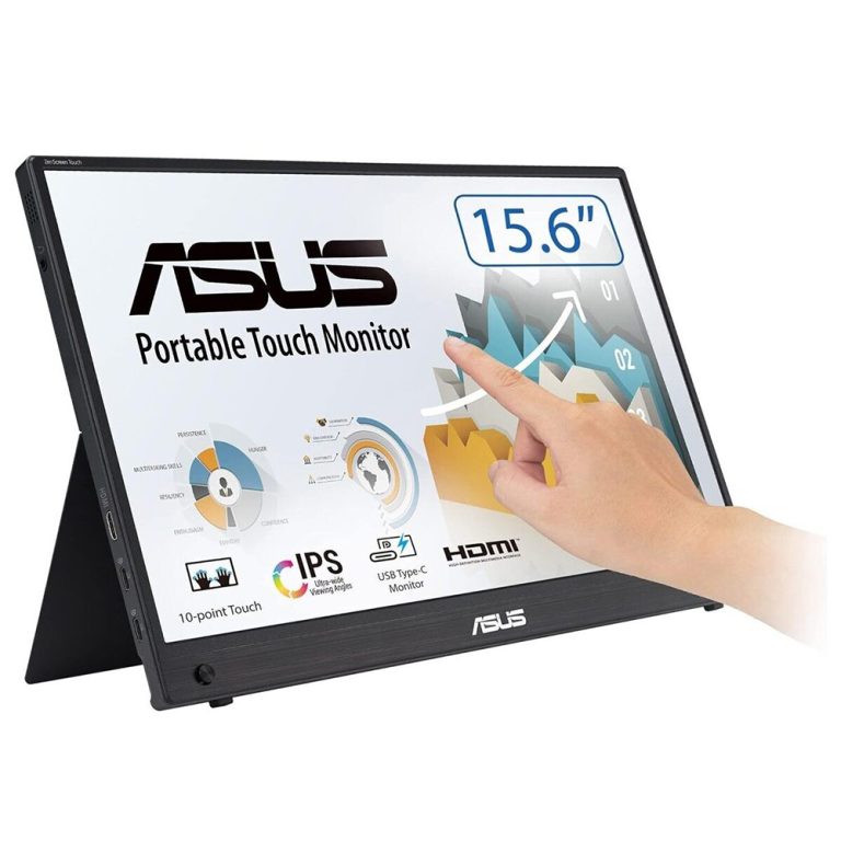 ASUS ZenScreen MB16AHT – 15,6 Inch Full HD Touchscreen-monitor, Zwart, Met Duurzame Behuizing