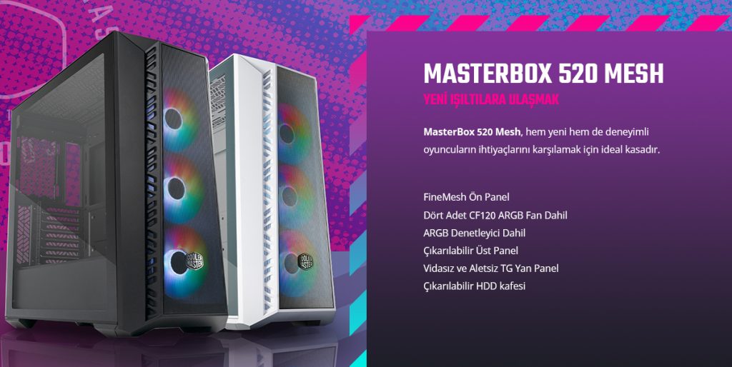 Cooler Master Masterbox Mb520 Usb 3 0 Mid Tower Beyaz Gaming Kasa Mb520 Wgnn S03 H