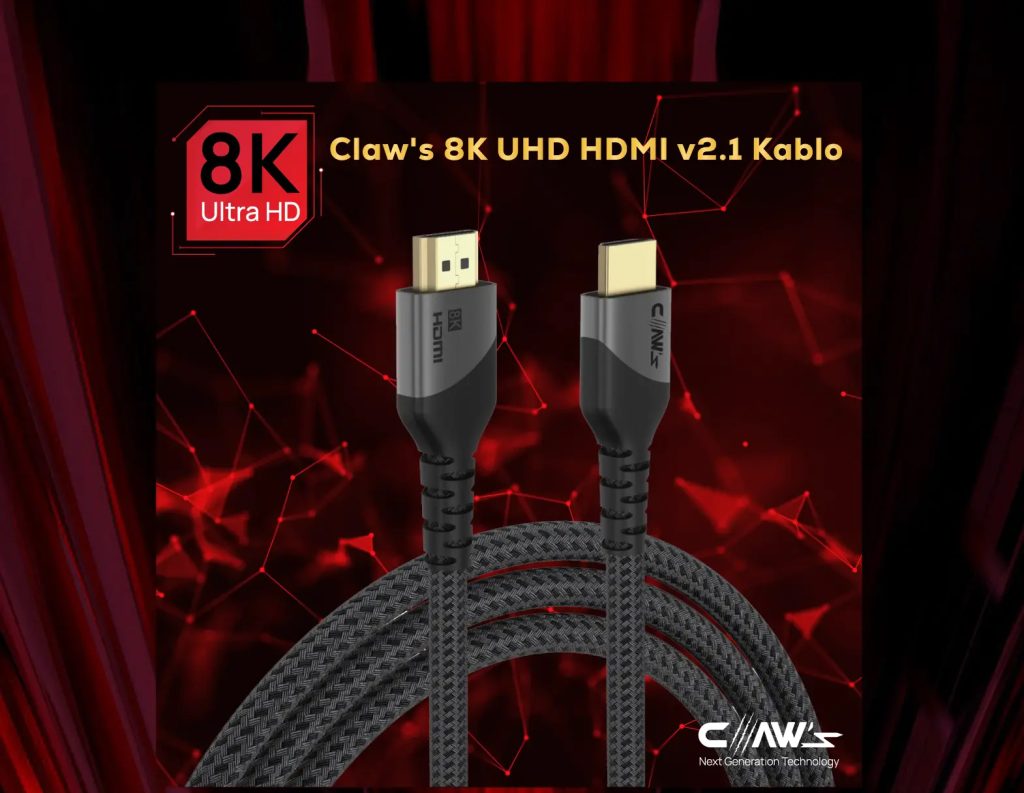Claws 8k Uhd Hdmi 2 1 48 Gbps 24k Gold Full Hd 240hz Destekli Premium 2 Metre Hdmi Kablo C Hp B1 H1