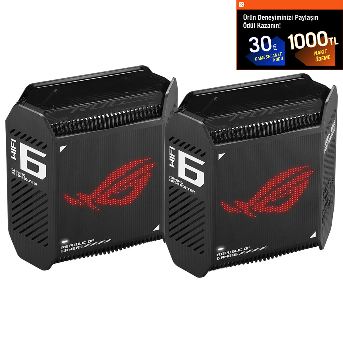 Asus Rog Rapture Gt6 Wifi 6 Gigabit Tri Band Ai Protection Vpn Access Point Siyah Mesh Sistem (İkili Paket) 1
