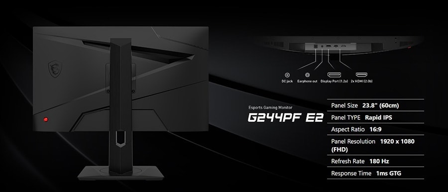 MSI G244PF E2 23.8 inç 180Hz 1Ms FLAT RAPID IPS Adaptive Sync Full HD Gaming Monitör h13