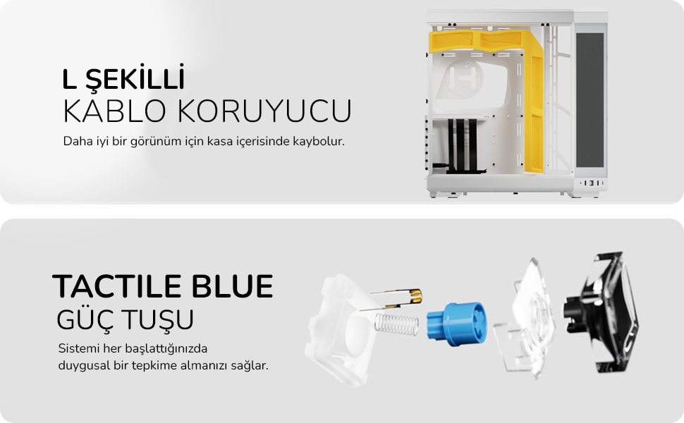 Hyte Y70 Touch Siyah Beyaz Temperli Cam Usb 3 2 E Atx Dual Chamber Mid Tower Dokunmatik Ekranli Gaming Kasa Cs Hyte Y70 Bw L 4