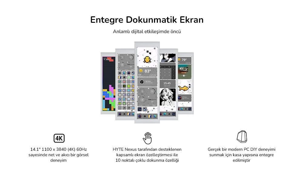 Hyte Y70 Touch Siyah Kirmizi Temperli Cam Usb 3 2 E Atx Dual Chamber Mid Tower Dokunmatik Ekranli Gaming Kasa Cs Hyte Y70 Br L H2