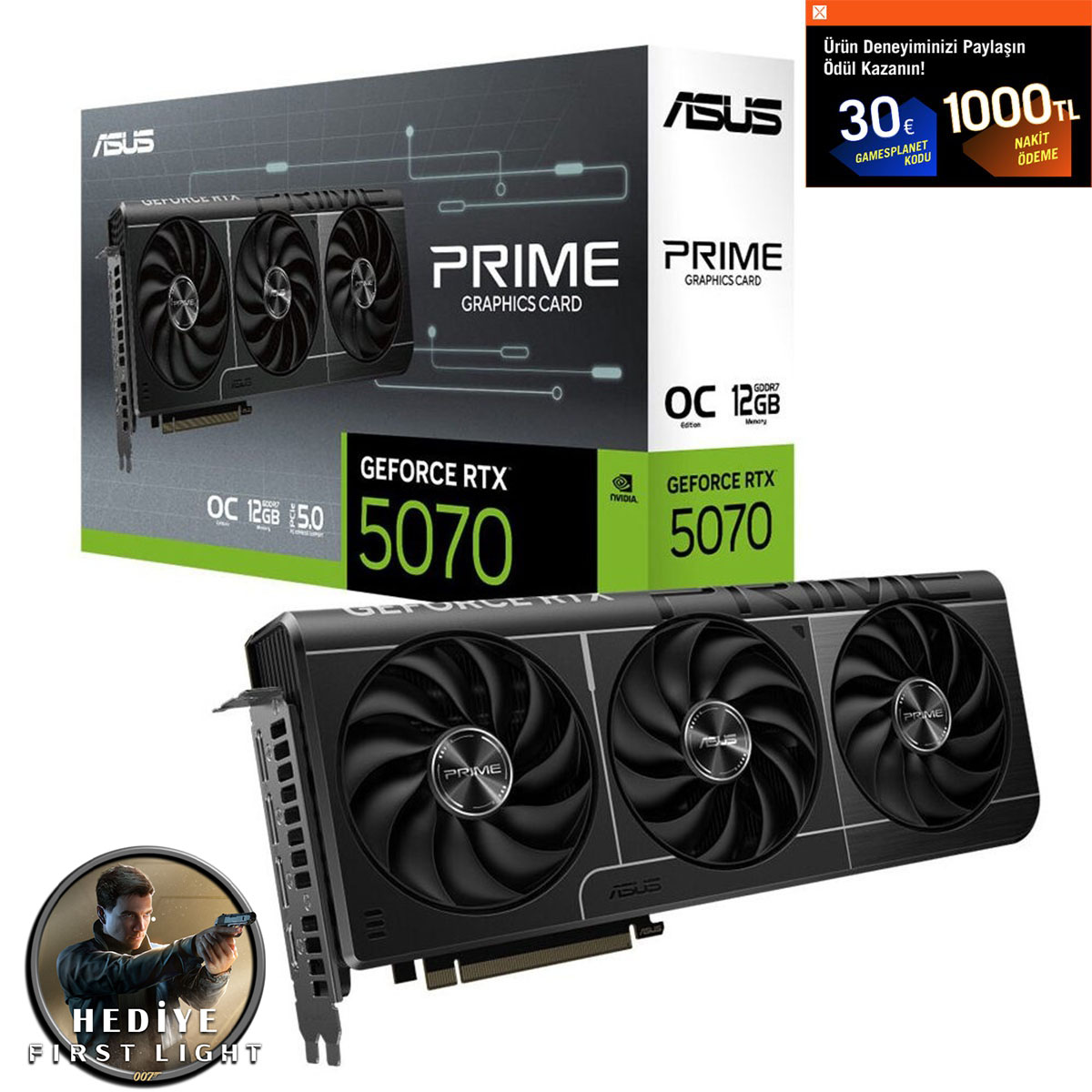 Asus Prime Geforce Rtx 5070 Oc 12gb Gddr7 192 Bit Dlss 4 Ekran Kartı 007 First Light Hediyeli 1