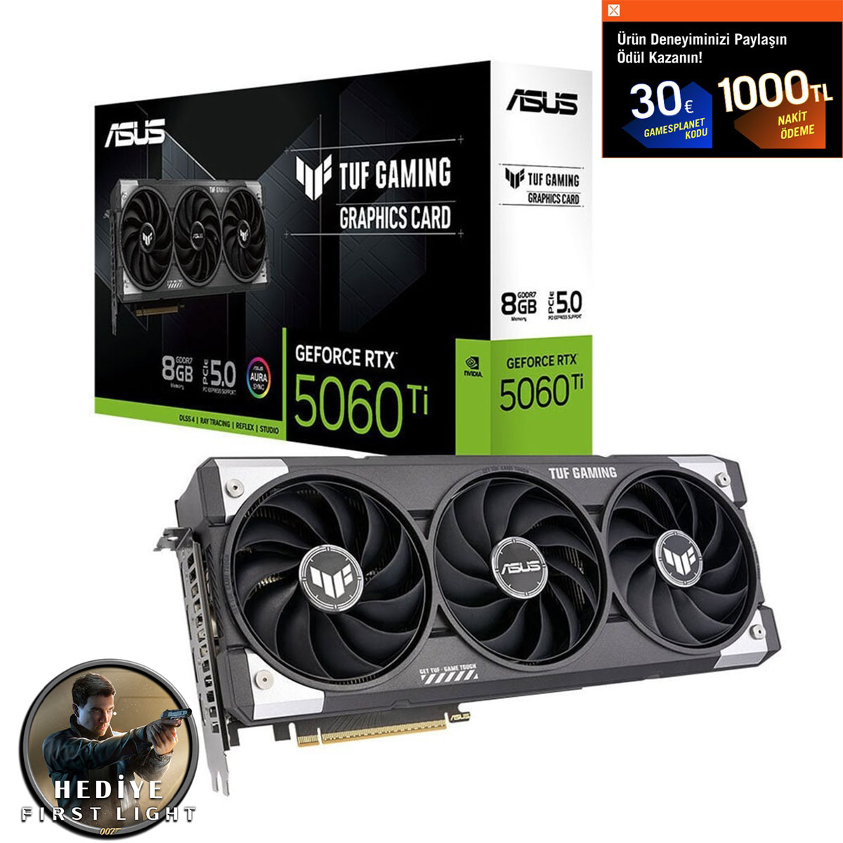 Asus Tuf Gaming Geforce Rtx 5060 Ti 8gb Gddr7 128 Bit Dlss 4 Ekran Kartı 007 First Light Hediyeli 1