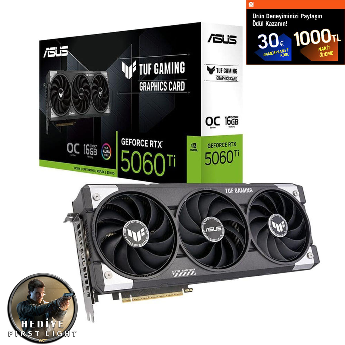 Asus Tuf Gaming Geforce Rtx 5060 Ti Oc 16gb Gddr7 128 Bit Dlss 4 Ekran Kartı 007 First Light Hediyeli 1
