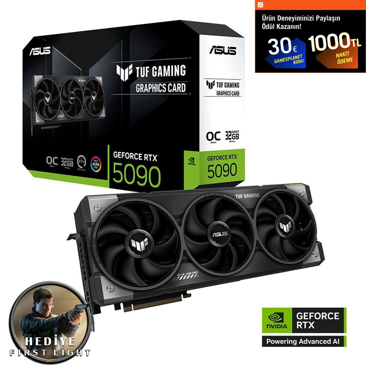 Asus Tuf Gaming Geforce Rtx 5090 Oc 32gb Gddr7 512 Bit Dlss 4 Ekran Kartı 007 First Light Hediyeli 1