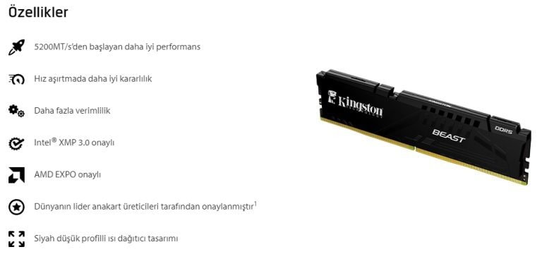Kingston Beast Black 32gb (2x16gb) 5600mhz Cl36 Ddr5 Ram (kf556c36bbek2 32tr) H5
