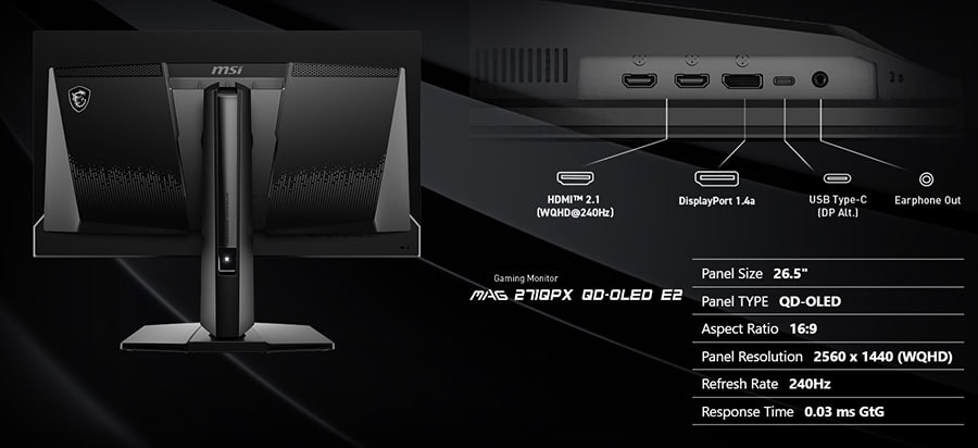 MSI MAG 271QPX QD-OLED E2 Gaming Monitör h28