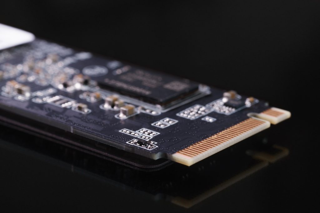 Ssd M2 Disk Close Up With Selective Focus On The Interface
