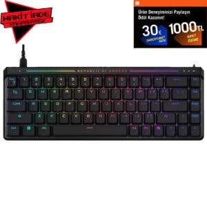 RGB Türkçe Gaming Klavye, manyetik switch, 8K Hz yenileme hızı, taşınabilir ve şık tasarım.