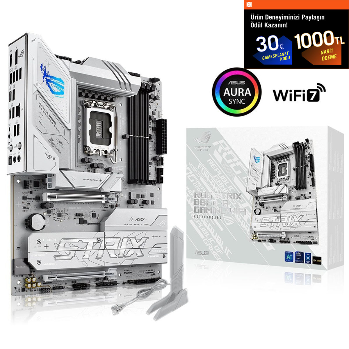 Asus Rog Strix B860 A Gaming Wifi 8600mhz (oc) Ddr5 Soket Lga1851 M.2 Hdmi Dp Atx Anakart 1