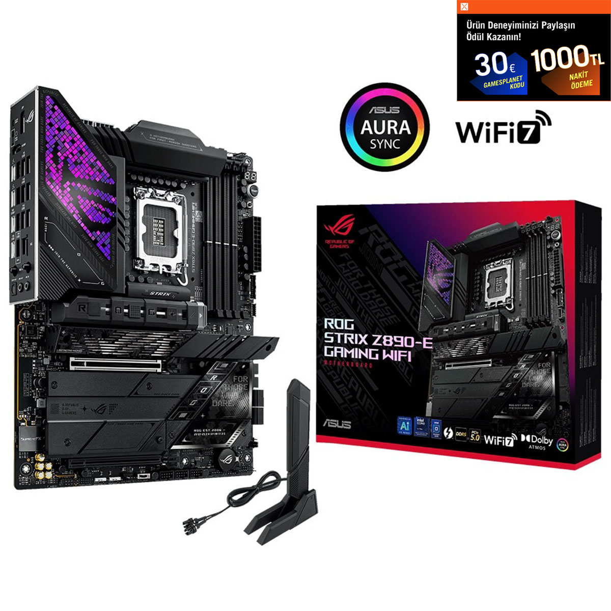 ASUS ROG Strix Z890-E Gaming WiFi 8800MHz (OC) DDR5 Soket LGA1851
