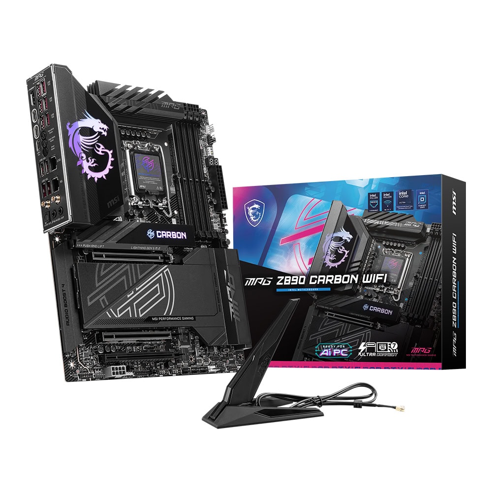 MSI MPG Z890 CARBON WIFI 9200MHz OC DDR5 Soket 1851 M.2 HDMI Thunderbolt 4 ATX Anakart