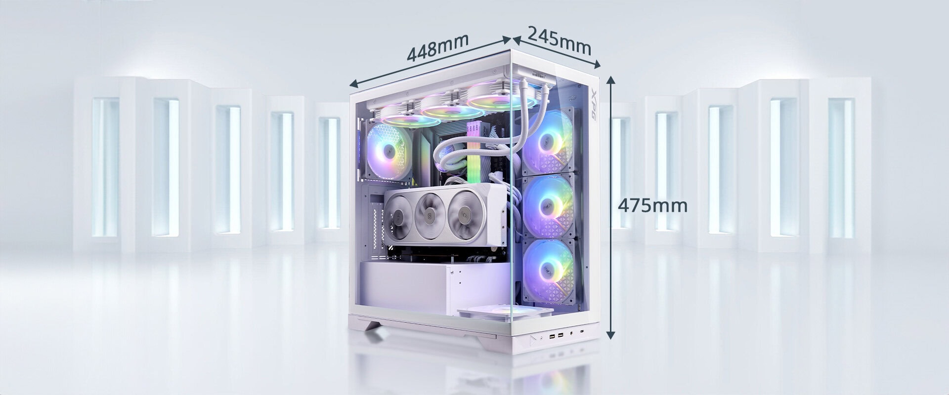Xpg Invader X Argb Temperli Cam Usb 3.2 Mid Tower Beyaz Gaming Kasa H7