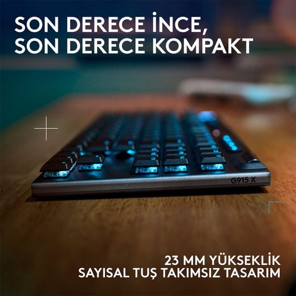 Logitech G915 X Lightspeed Tkl Low Profile Tactile Switch Ingilizce Kablosuz Siyah Gaming Klavye 920 012721 8