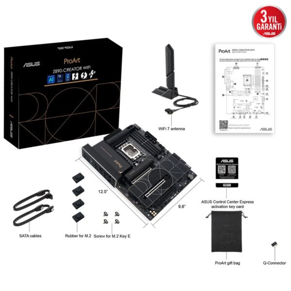 ASUS ProArt Z890-Creator WiFi 8600MHz (OC) DDR5 Soket LGA1851 M.2