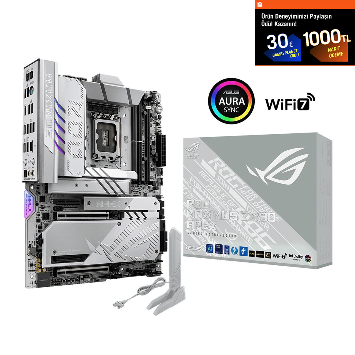 ASUS ROG Maximus Z890 Apex 9000MHz (OC) DDR5 Soket LGA1851 M.2 ATX