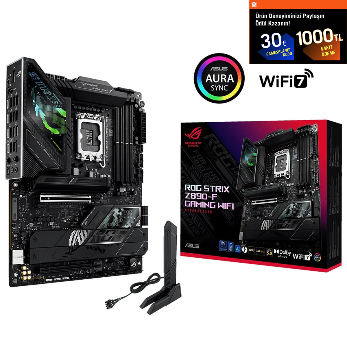 ASUS ROG Strix Z890-F Gaming WiFi 8600MHz (OC) DDR5 Soket LGA1851
