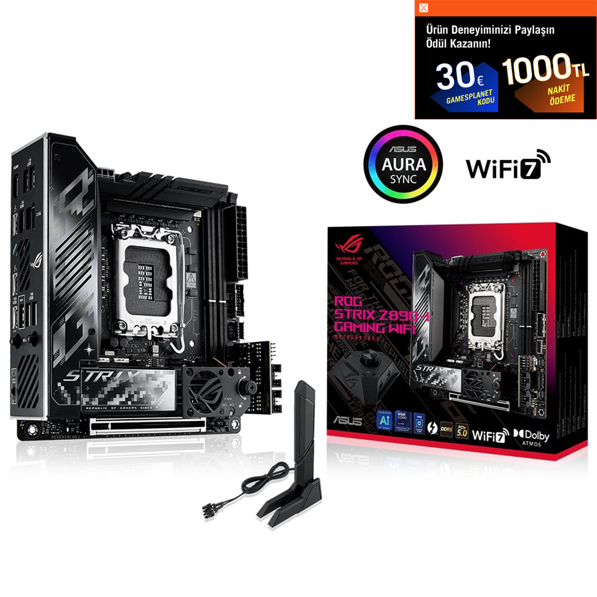 ASUS ROG Strix Z890-I Gaming WiFi 8800MHz (OC) DDR5 Soket LGA1851