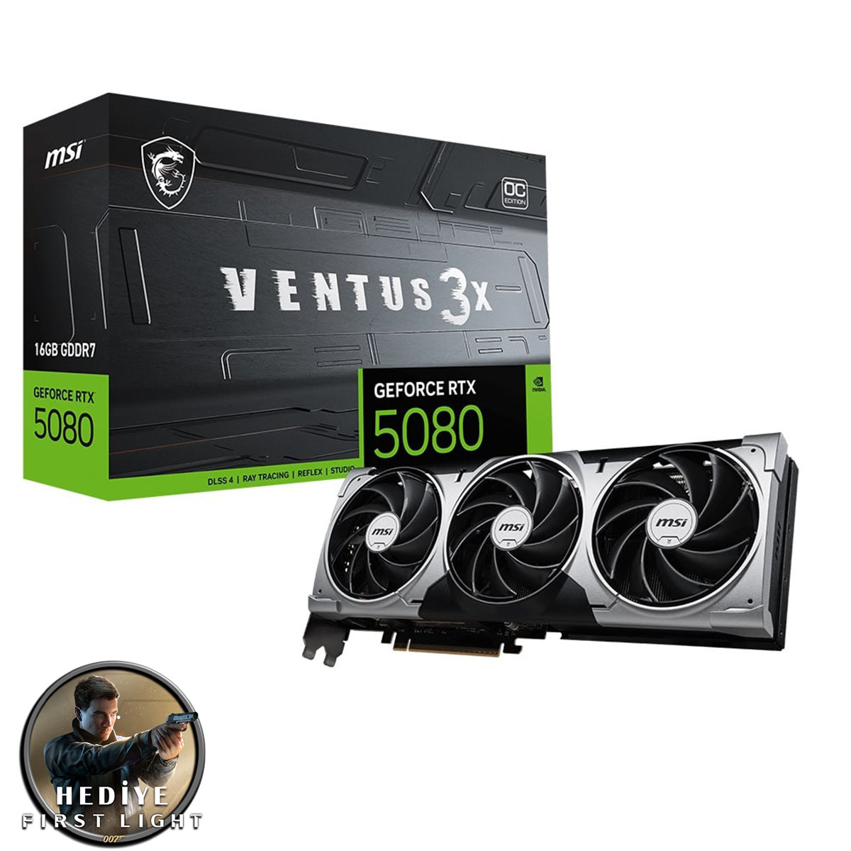 Msi Geforce Rtx 5080 16g Ventus 3x Oc 16gb Gddr7 256 Bit Dlss 4 Ekran Kartı 007 First Light Hediyeli 1