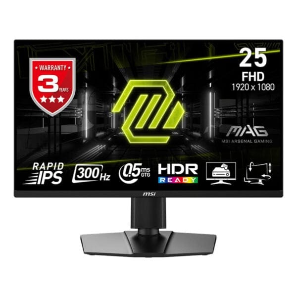 Yüksek çözünürlüklü 24 inç MSI oyun monitörü, 1920x1080 FHD, 300Hz yanıt hızı ve HDR özellikleri ile hızlı ve akıcı oyun deneyimi sağlar. Çoklu bağlantı seçenekleri ve 3 yıl garanti ile güvenilir performans sunar.
