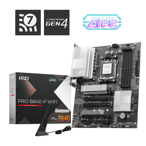 Msi Pro B840 P Wifi 8000mhz Oc Ddr5 Soket Am5 M 2 Hdmi Atx Anakart 8
