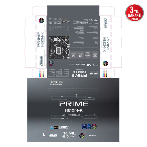 Asus Prime H810m K 6400mhz Ddr5 Soket Lga1851 M.2 Hdmi Vga Matx Anakart 10