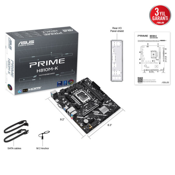 Asus Prime H810m K 6400mhz Ddr5 Soket Lga1851 M.2 Hdmi Vga Matx Anakart 9